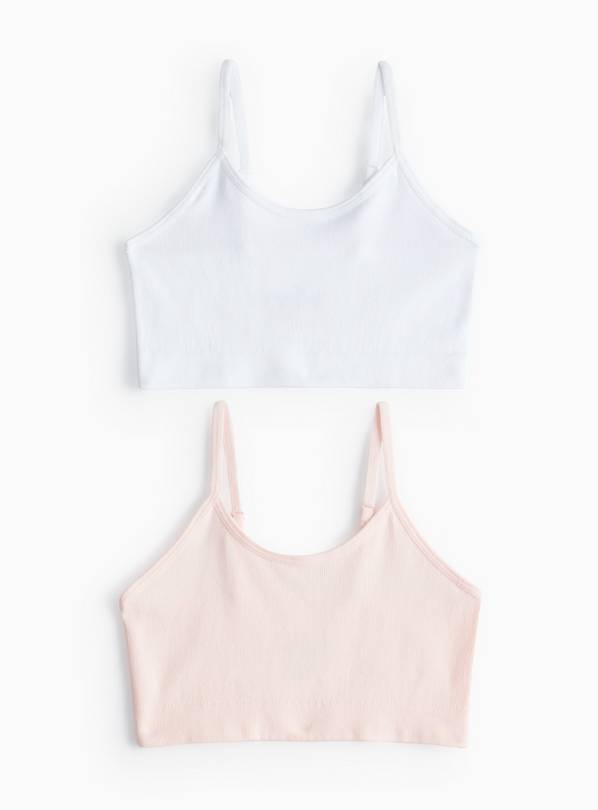 Pink & White Seamfree Ribbed Crop Top 2 Pack 8-10 years